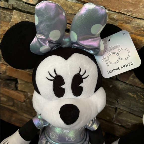 Disney 100 Years of Wonder Plush 17" Mickey & Minnie Mouse Dolls Metallic Silver - Picture 12 of 12